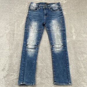 Southpole Jeans Men's 32 Skinny Medium Wash Faded Stretch Moto Skater Punk